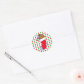 Kerstmis Rode en Groene Polka Dots kous Ronde Sticker (Envelop)