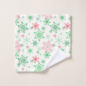 Kerstmis Rode en Groene Sneeuwvlokken Bad Handdoek (Wasdoekje)