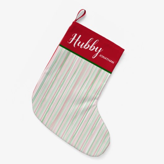 Kerstmis Rode en Groene Waterverf Strepen Hubby Kleine Kerstsok (Voorkant (Hangend))