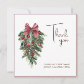 Kerstmis Rode en Groene Winter Feestelijke Bruilof Bedankkaart (Voorkant)