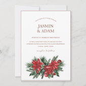 Kerstmis Rode en Groene Winter Feestelijke Bruilof Kaart (Voorkant)