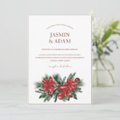 Kerstmis Rode en Groene Winter Feestelijke Bruilof Kaart (Staand voorkant)