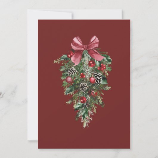 Kerstmis Rode en Groene Winter Feestelijke Bruilof Kaart (Achterkant)