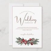 Kerstmis Rode en Groene Winter Feestelijke Bruilof Kaart (Voorkant)