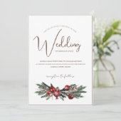 Kerstmis Rode en Groene Winter Feestelijke Bruilof Kaart (Staand voorkant)