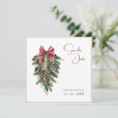 Kerstmis Rode en Groene Winter Feestelijke Bruilof Save The Date (Staand voorkant)