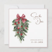 Kerstmis Rode en Groene Winter Feestelijke Bruilof Save The Date (Voorkant)