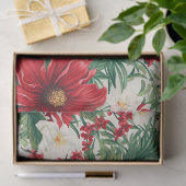 Kerstmis Rode en Witte Bloemen Decoupage Tissuepapier (Geschenk)