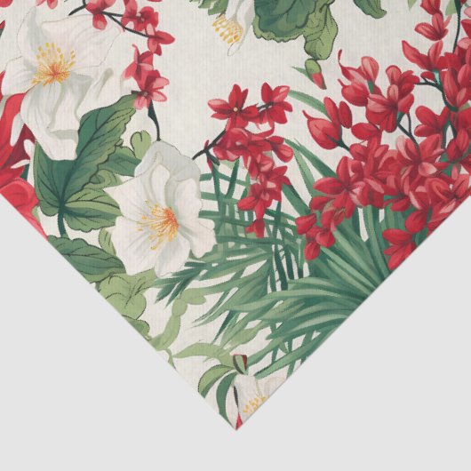 Kerstmis Rode en Witte Bloemen Decoupage Tissuepapier (Detail)