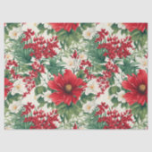Kerstmis Rode en Witte Bloemen Decoupage Tissuepapier (Voorkant)