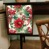 Kerstmis Rode en Witte Bloemen Decoupage Tissuepapier