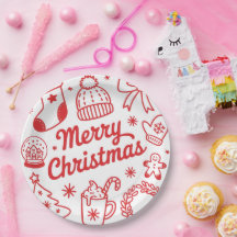 Kerstmis Rode en Witte Vakantie Papieren Bord