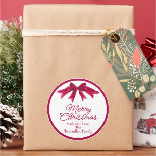 Kerstmis Rode Geschilderde Strik Zelfgemaakt Met L Ronde Sticker