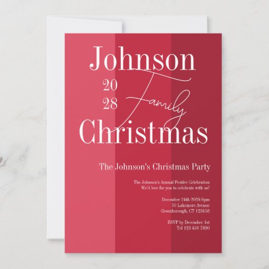 Kerstmis Rode Gestreepte Kerstmis Partij Uitnodigi Kaart (Voorkant)