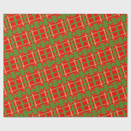 Kerstmis Rode Gift doos Groen Cadeaupapier (Vlak)