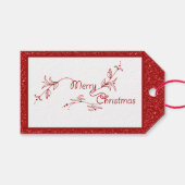 Kerstmis Rode Glitter Cadeaubijsluiter Cadeaulabel (Voorkant (Horizontaal))
