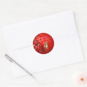 Kerstmis, Rode Glitter-Ornamenten, Aangepast, Vaka Ronde Sticker (Envelop)