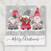 Kerstmis Rode Gnome Liefde Vreugde Vrede Sneeuwvlo Bedankjes Labels (Voorkant)