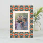 Kerstmis Rode Groene Art Deco Custom Letter Foto Feestdagenkaart (Staand voorkant)