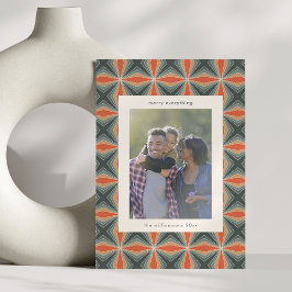 Kerstmis Rode Groene Art Deco Custom Letter Foto Feestdagenkaart