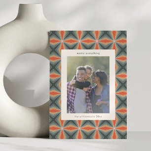 Kerstmis Rode Groene Art Deco Custom Letter Foto Feestdagenkaart
