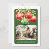 Kerstmis Rode Groene Baubles Fotosjabloon Feestdagenkaart (Voorkant)