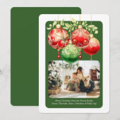 Kerstmis Rode Groene Baubles Fotosjabloon Feestdagenkaart (Voorkant / Achterkant)