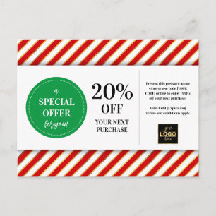 Kerstmis Rode Groene Coupon Korting Briefkaart