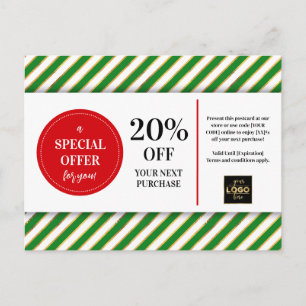 Kerstmis Rode Groene Coupon Korting Briefkaart