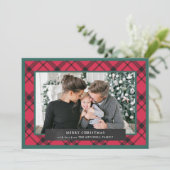 Kerstmis | Rode groene en zwarte multi-foto Feestdagenkaart (Staand voorkant)