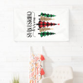 Kerstmis Rode Groene Geruite Bomen Banner (Insitu)