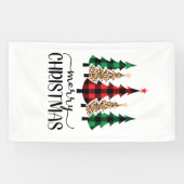 Kerstmis Rode Groene Geruite Bomen Banner (Horizontaal)
