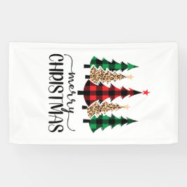 Kerstmis Rode Groene Geruite Bomen Banner