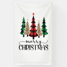 Kerstmis Rode Groene Geruite Bomen Banner