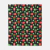 Kerstmis: Rode groene handschoenen: zwart Fleece Deken (Voorkant)