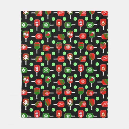 Kerstmis: Rode groene handschoenen: zwart Fleece Deken (Voorkant)