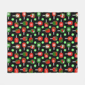 Kerstmis: Rode groene handschoenen: zwart Fleece Deken (Voorkant (Horizontaal))