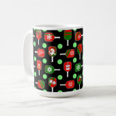 Kerstmis: Rode groene handschoenen: zwart Koffiemok (Voorkant links)