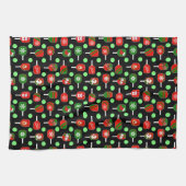 Kerstmis: Rode groene handschoenen: zwart Theedoek (Horizontaal)