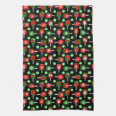 Kerstmis: Rode groene handschoenen: zwart Theedoek (Verticaal)