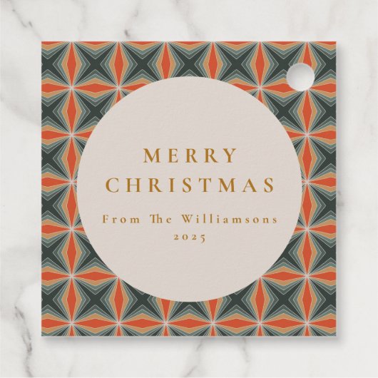 Kerstmis Rode Groene Mid Century Sterren Custom Bedankjes Labels (Achterkant)