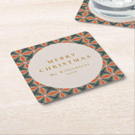 Kerstmis Rode Groene Mid Century Sterren Custom Kartonnen Onderzetters