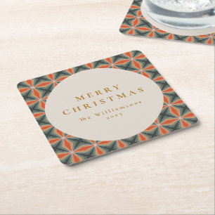 Kerstmis Rode Groene Mid Century Sterren Custom Kartonnen Onderzetters