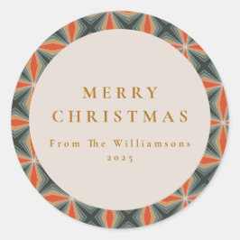 Kerstmis Rode Groene Mid Century Sterren Custom Ronde Sticker