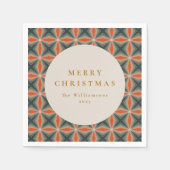 Kerstmis Rode Groene Mid Century Sterren Custom Servet (Voorkant)