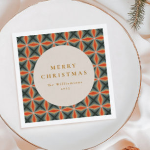 Kerstmis Rode Groene Mid Century Sterren Custom Servet