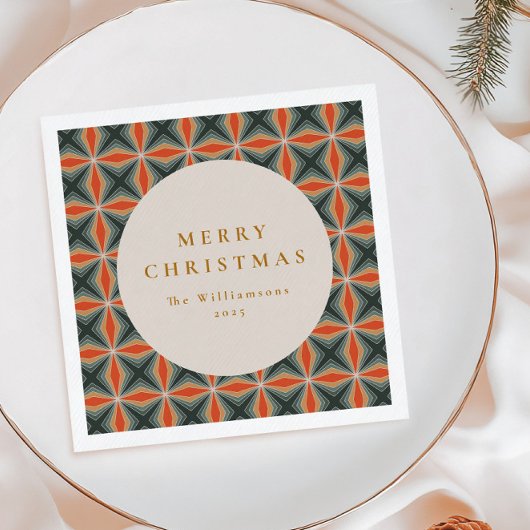 Kerstmis Rode Groene Mid Century Sterren Custom Servet