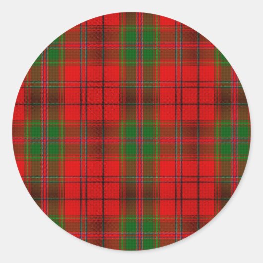 Kerstmis Rode Groene Tartan Plaid Vakantie Ronde Sticker (Voorkant)