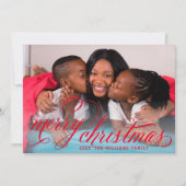 Kerstmis Rode Handgeschreven Script Foto Feestdagenkaart (Voorkant)