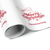 Kerstmis rode handgetekende boog retro cadeaupapier (Rol Hoek)